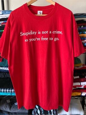 Vintage Stupidity is not a Crime T-Shirt Funny Made in USA